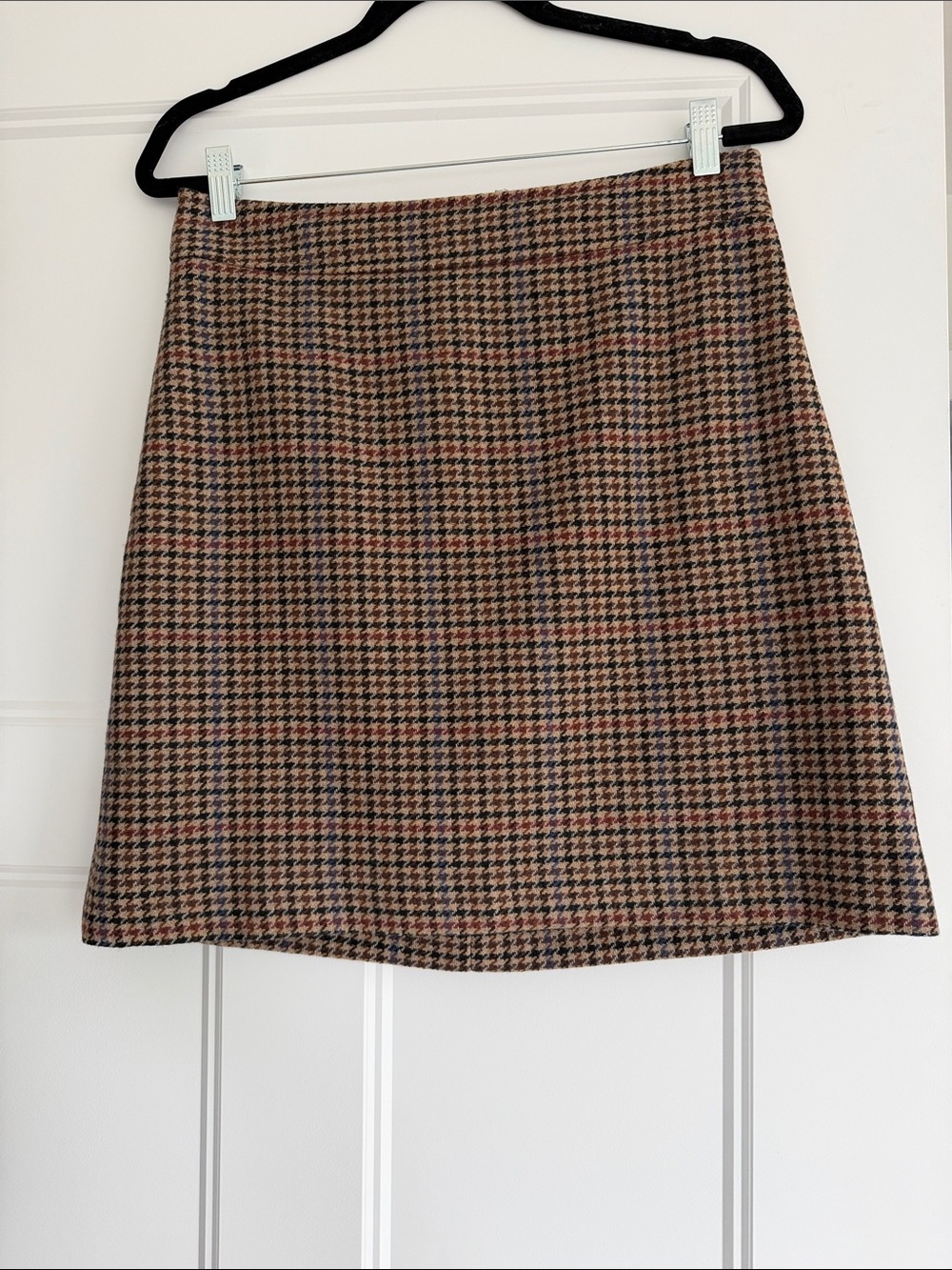 J. Crew Factory Brown Houndstooth A-Line Skirt, Excellent Condition